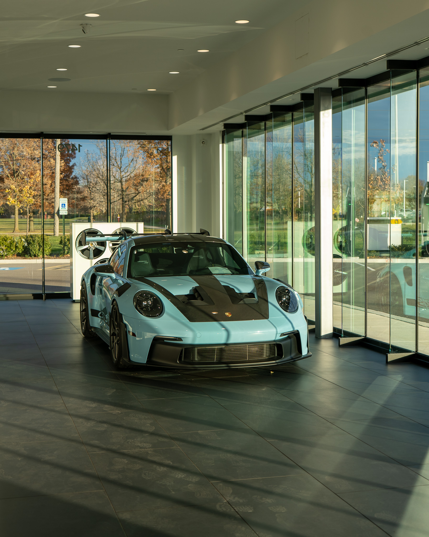 Automotive photography of a performance car at sunset